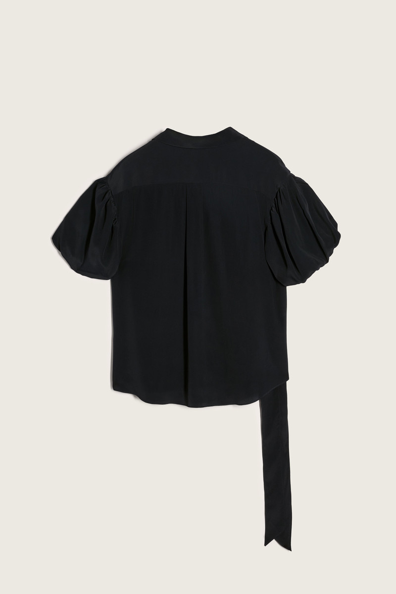 Simone Rocha Cropped Puff Sleeve Bow Sash Shirt outlook