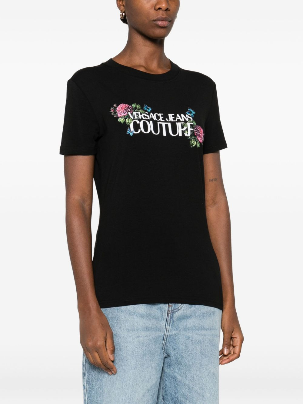 floral-embellishment T-shirt - 3
