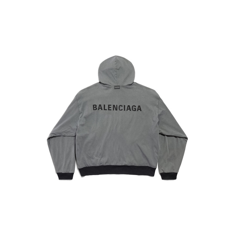 Men's Balenciaga Back Reversible Zip-up Hoodie in Grey/faded Black 8