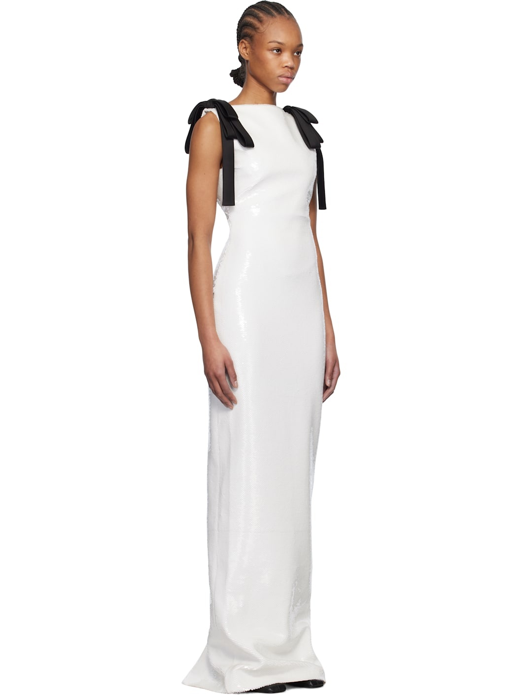 White Bows Sequins Maxi Dress - 2