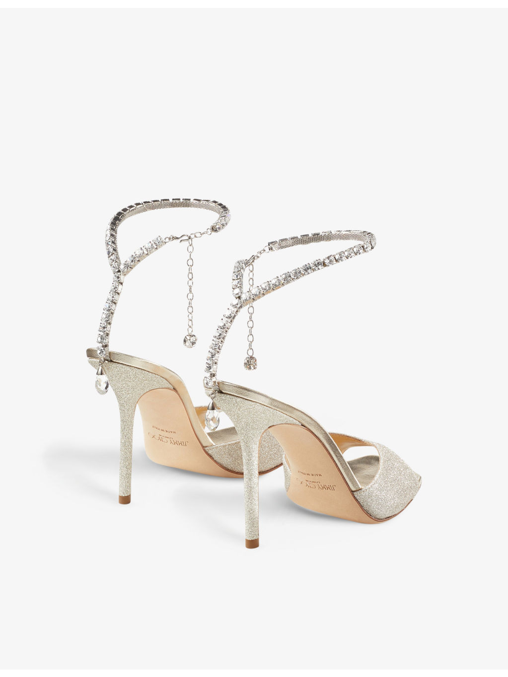 Saeda crystal-embellished glitter-leather heeled courts - 4