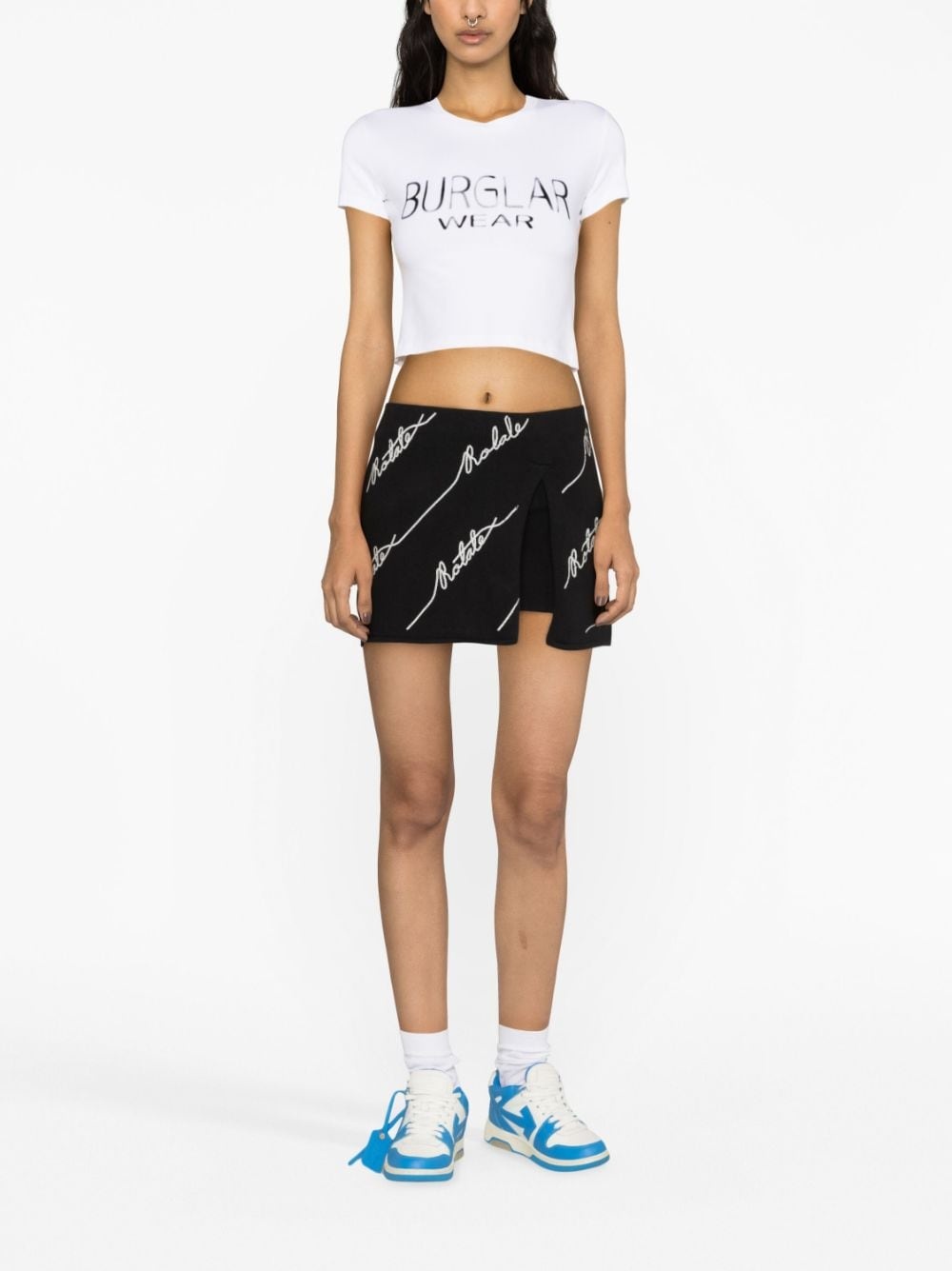 logo-embellished knitted miniskirt - 2