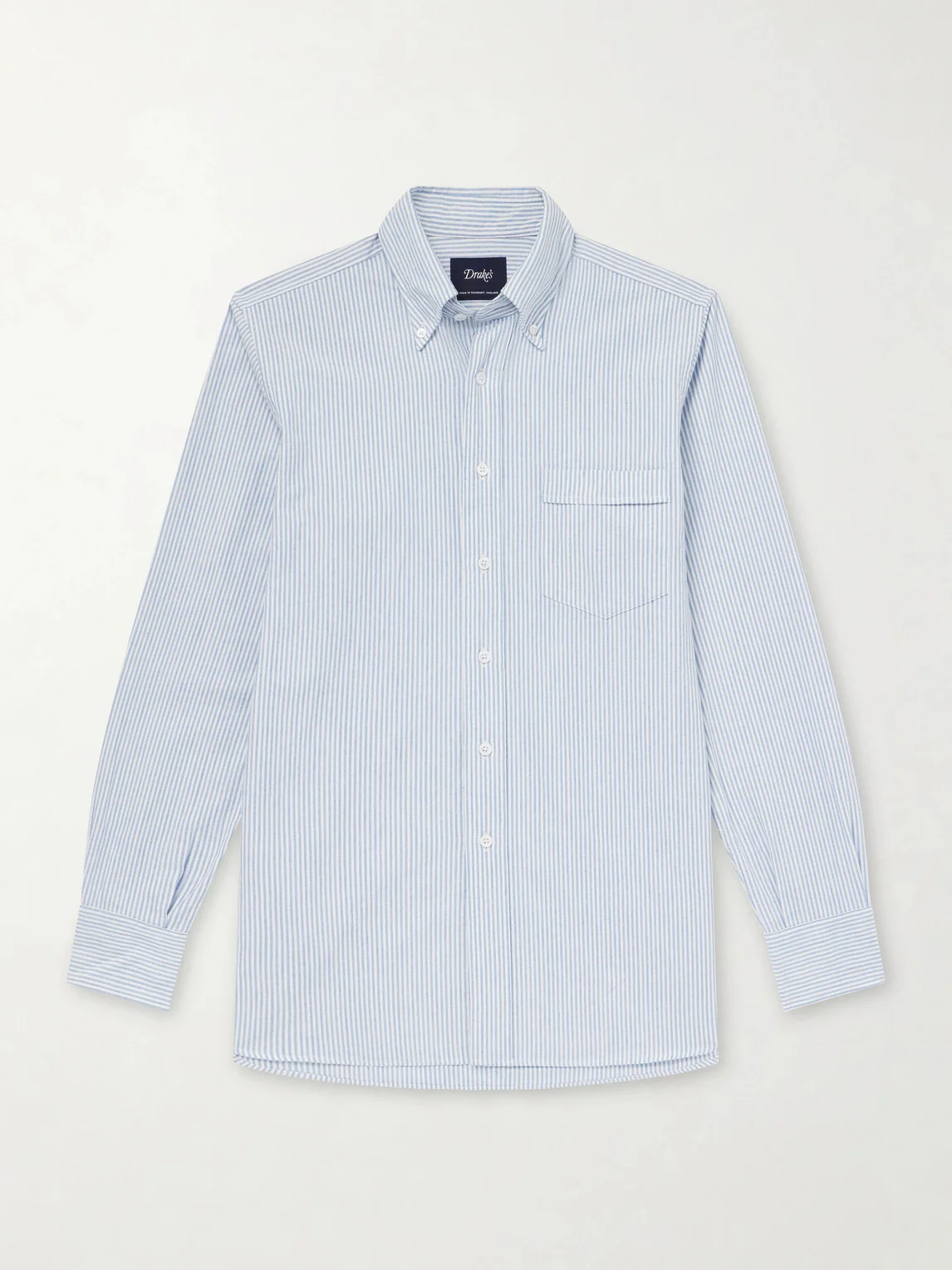 Button-Down Collar Striped Cotton Shirt - 1