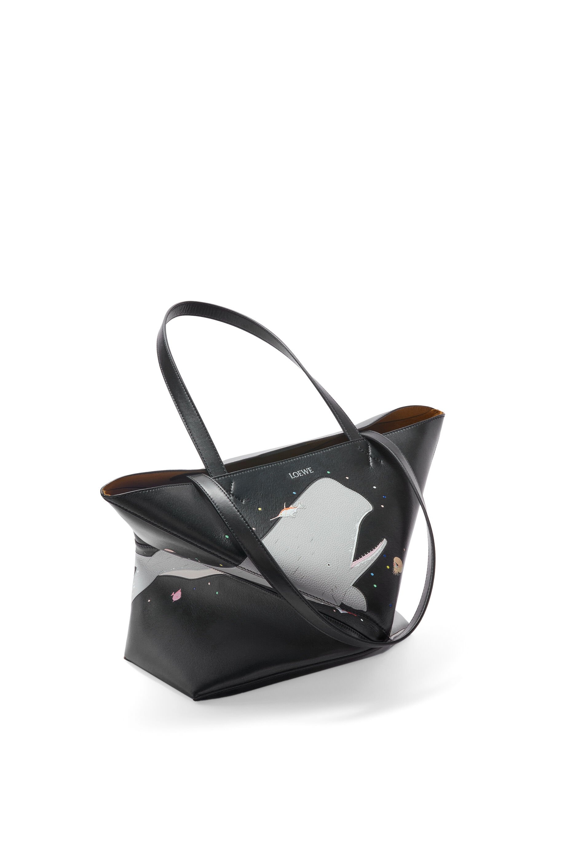 Whale large Puzzle Fold tote in shiny calfskin - 3