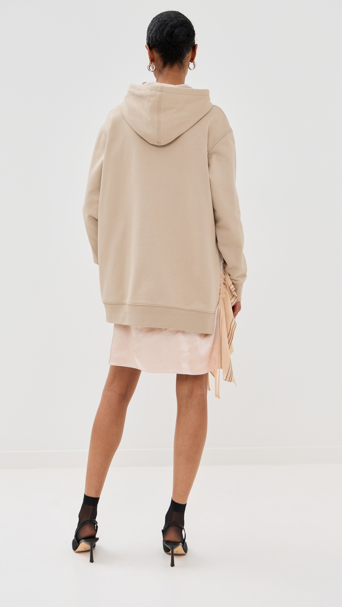Hoodie Combo Dress with Mini Slip Skirt - 2