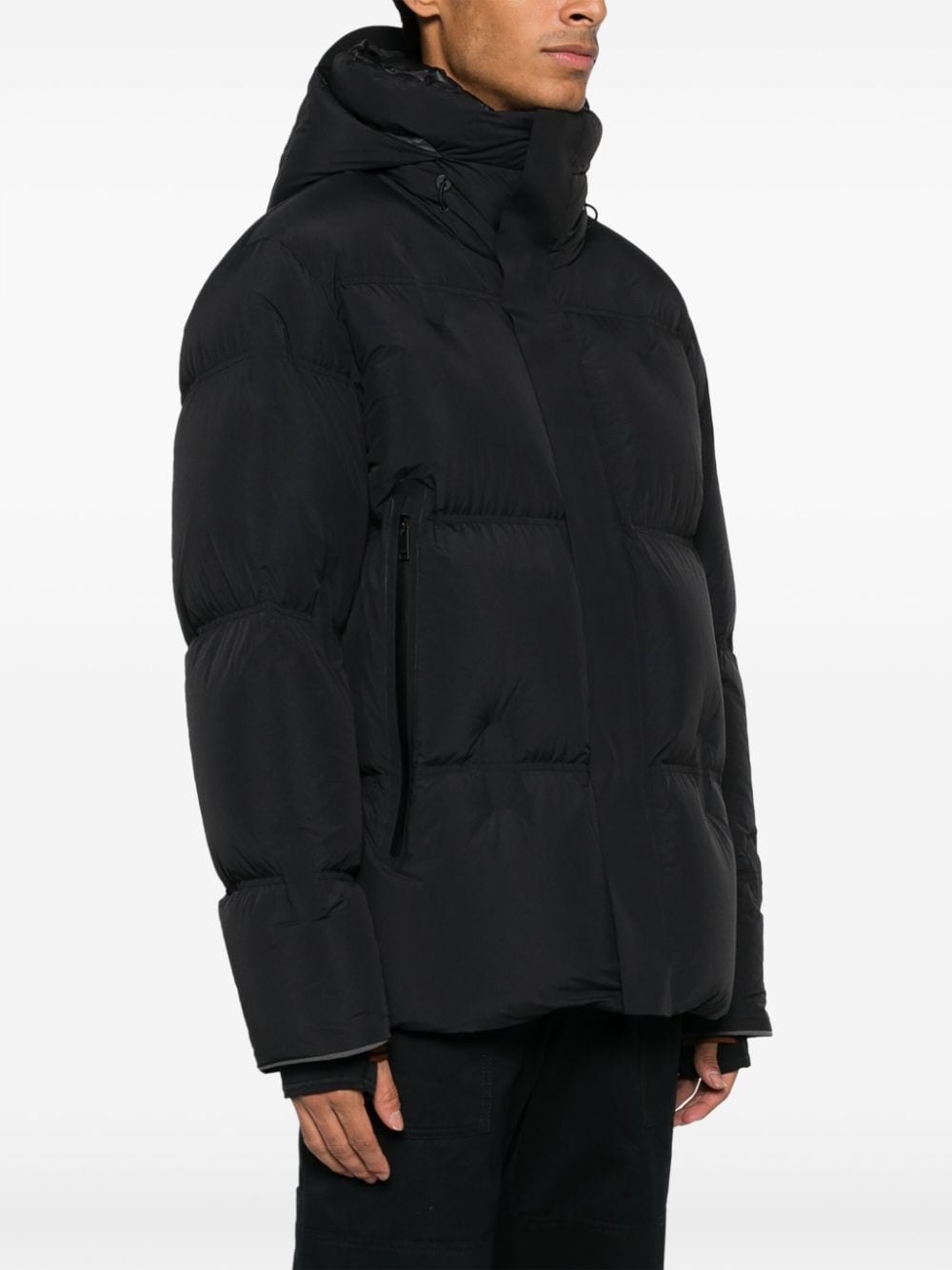 drawstring-hooded padded jacket - 3