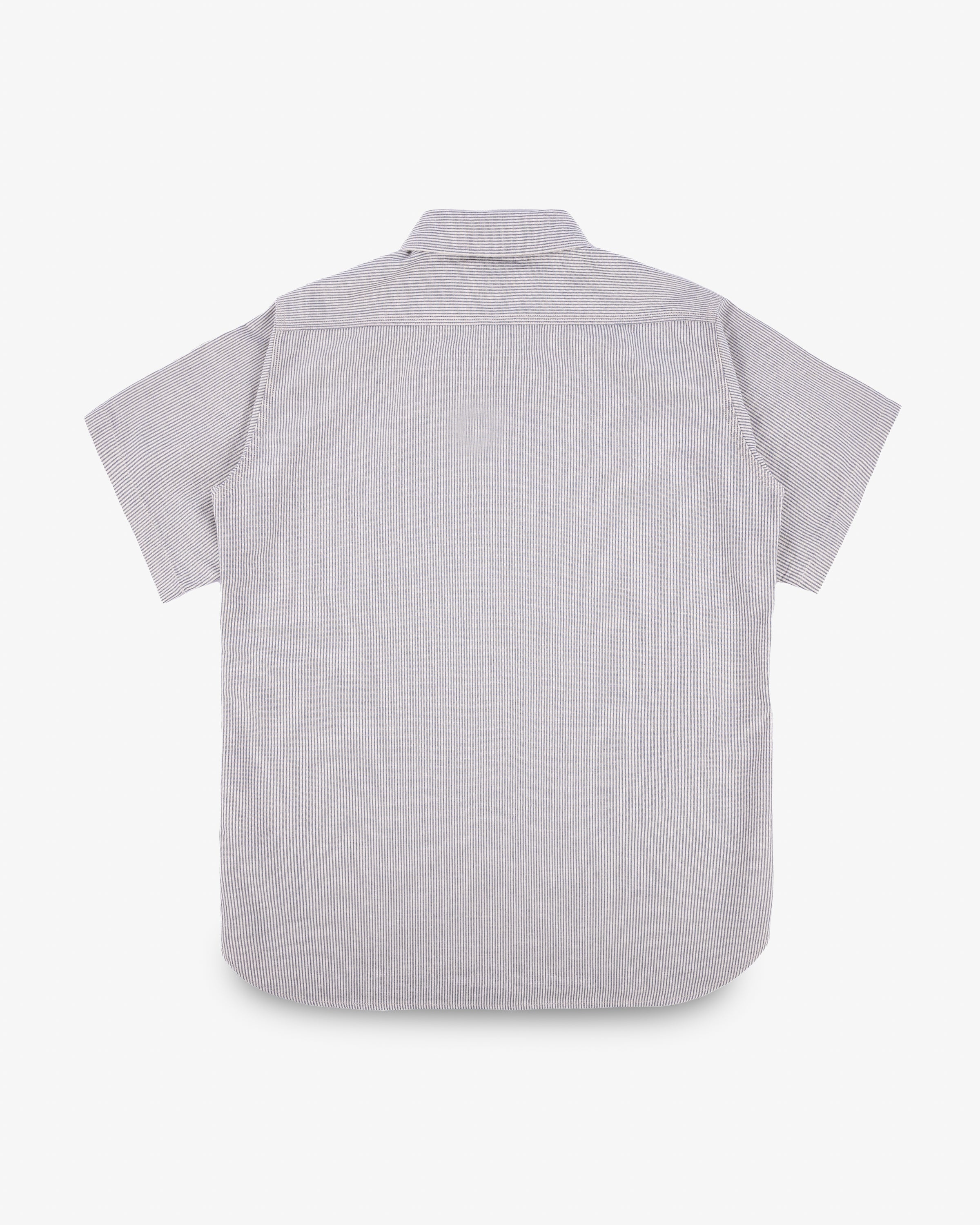 5OZ SELVEDGE OX CLOTH SHORT SLEEVED WORK SHIRT - HICKORY STRIPE - 5