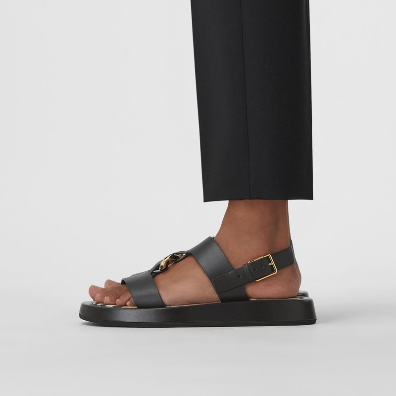 Chain-link Detail Leather Sandals 4