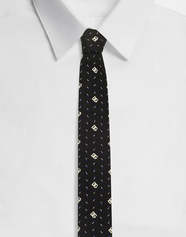 6-cm silk blade tie with DG logo print - 1