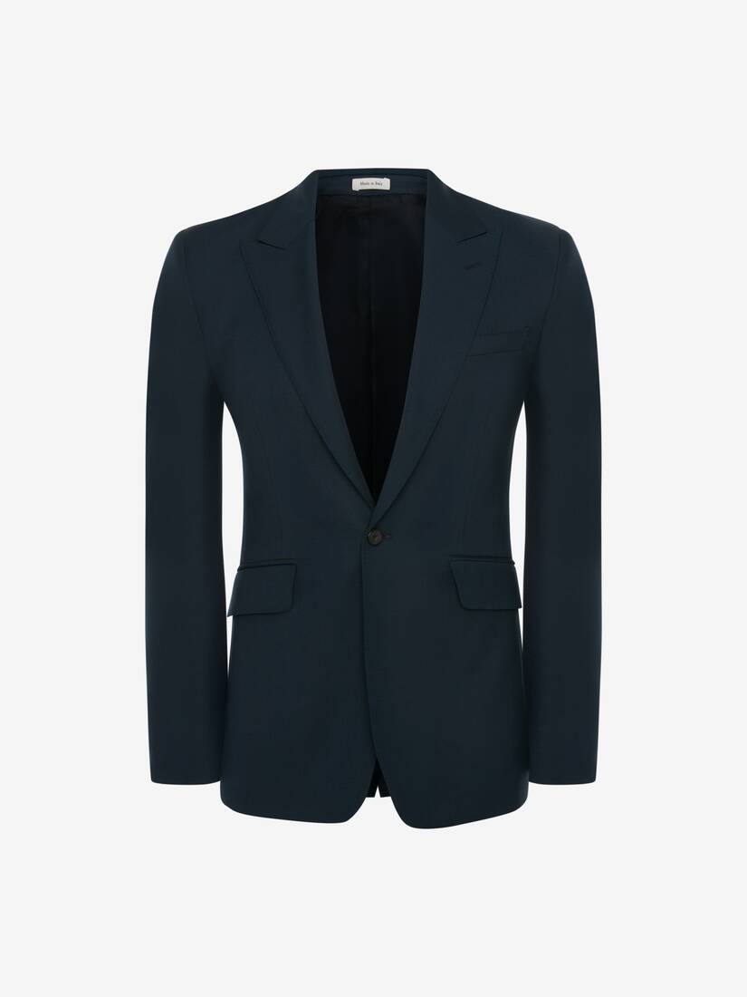 Men's Wool Mohair Single-breasted Jacket in Indigo - 1