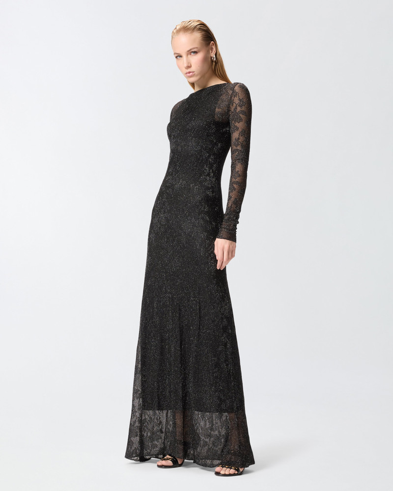 LONG DRESS WITH MESH AND FLORAL LACE 4