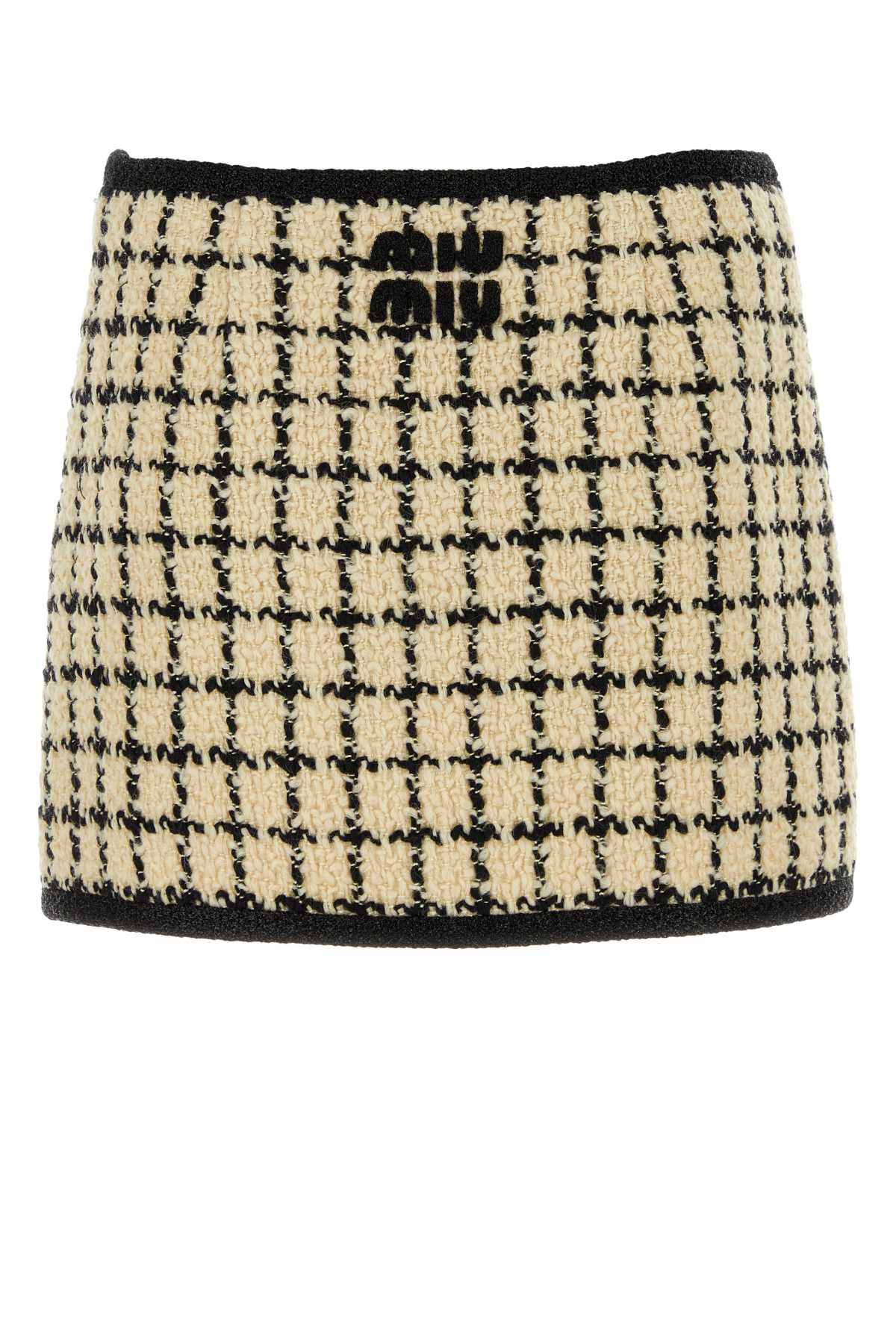 Miu Miu Women Embroidered Wool Blend Mini Skirt - 2