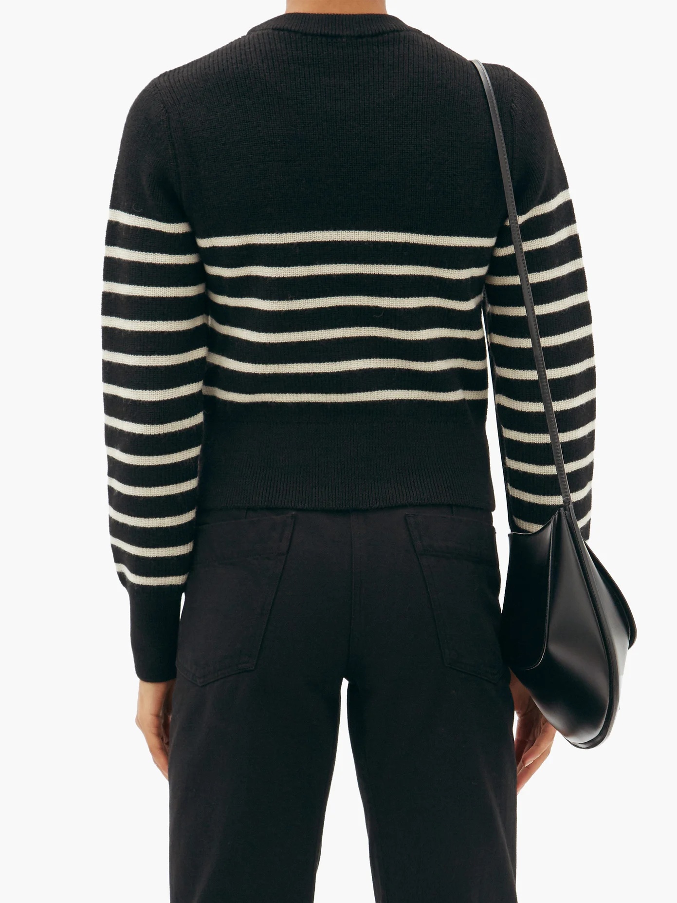 Logo-embroidered striped wool sweater - 5