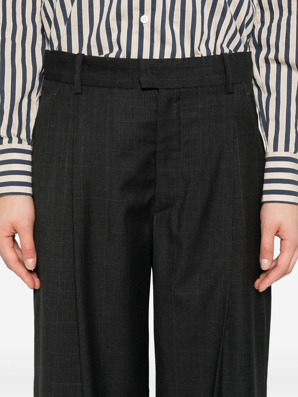 checked tailored wool trousers - 5