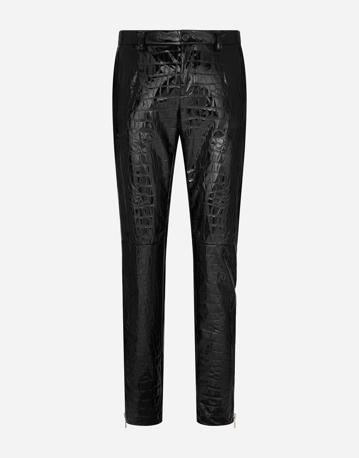 Alligator-print technical fabric pants - 1