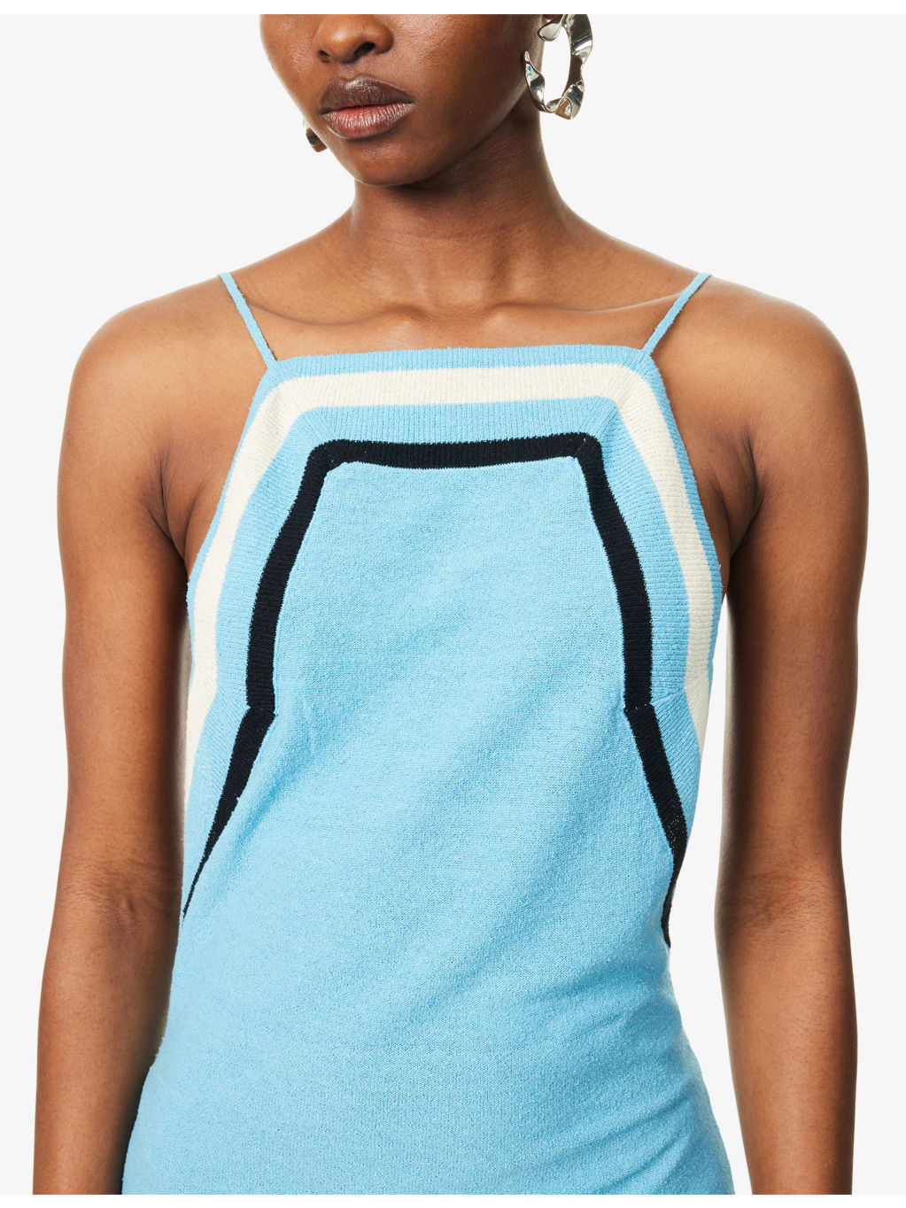 Striped Draped Knit Mini Dress - 5