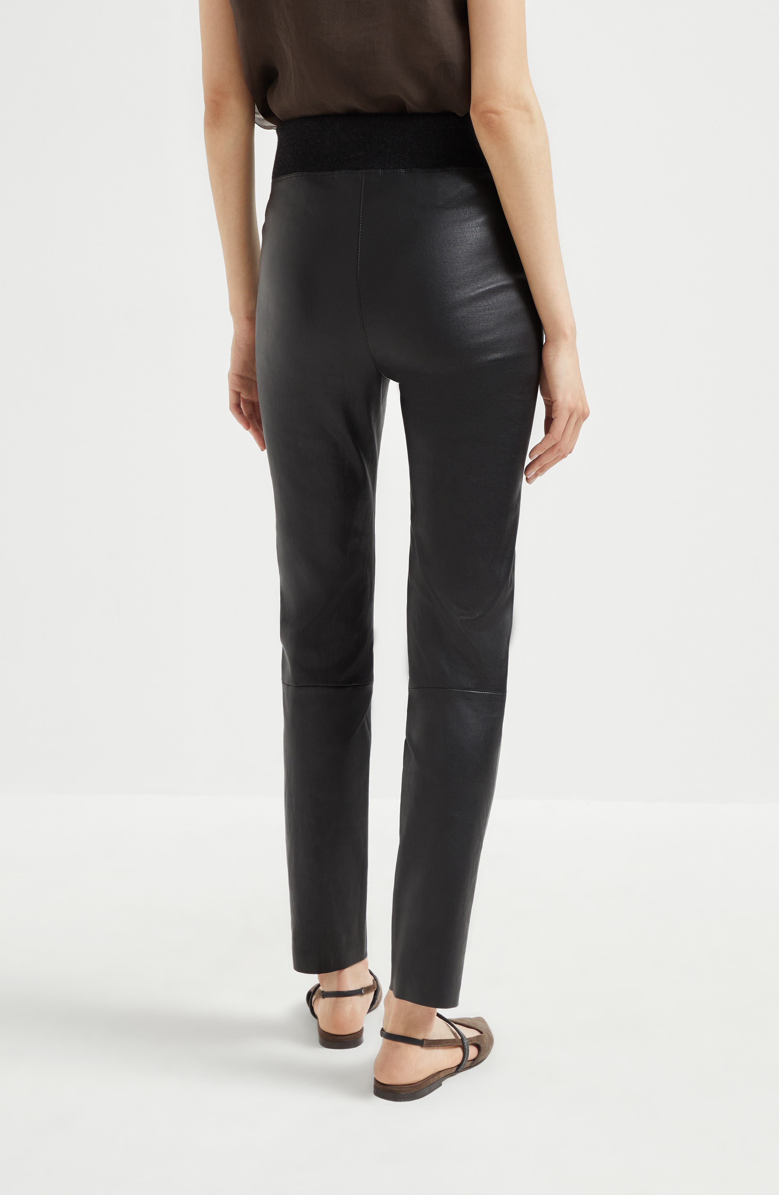 Brunello Cucinelli Stretch nappa leggings in Black at Nordstrom - 3