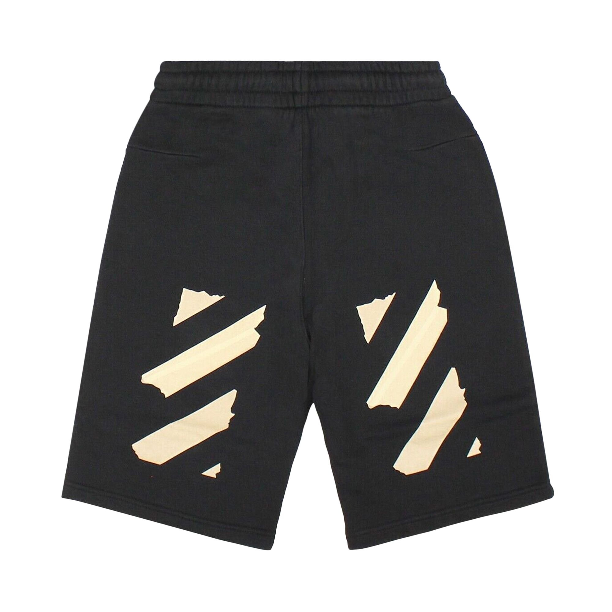 Off-White Tape Sweatshorts 'Black/Beige' - 2