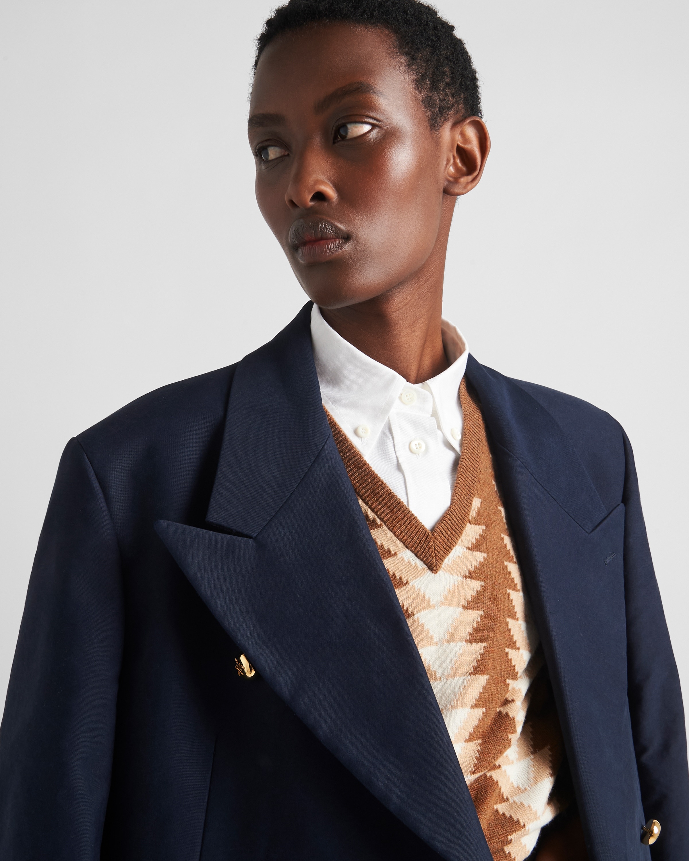 Double-breasted cotton satin jacket - 6