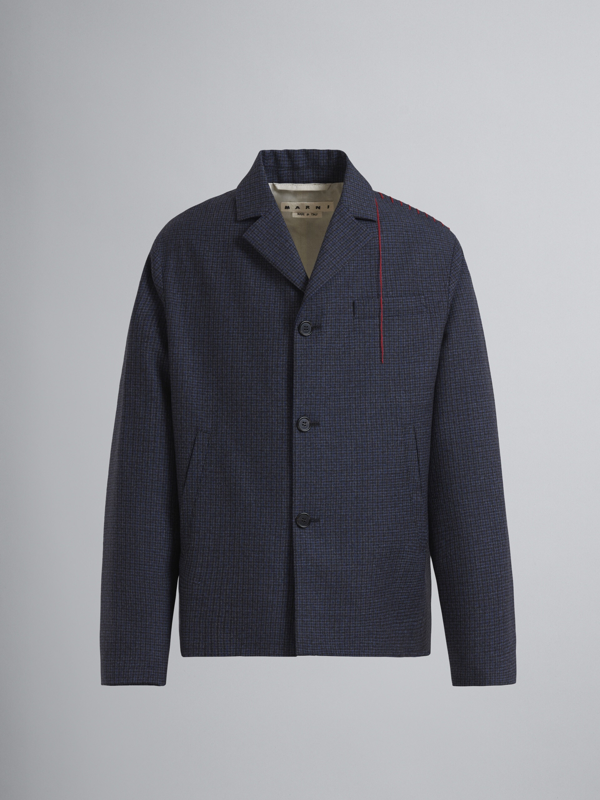 SINGLE-BREASTED WOOL JACKET WITH HOUNDSTOOTH CHECK PATTERN - 1