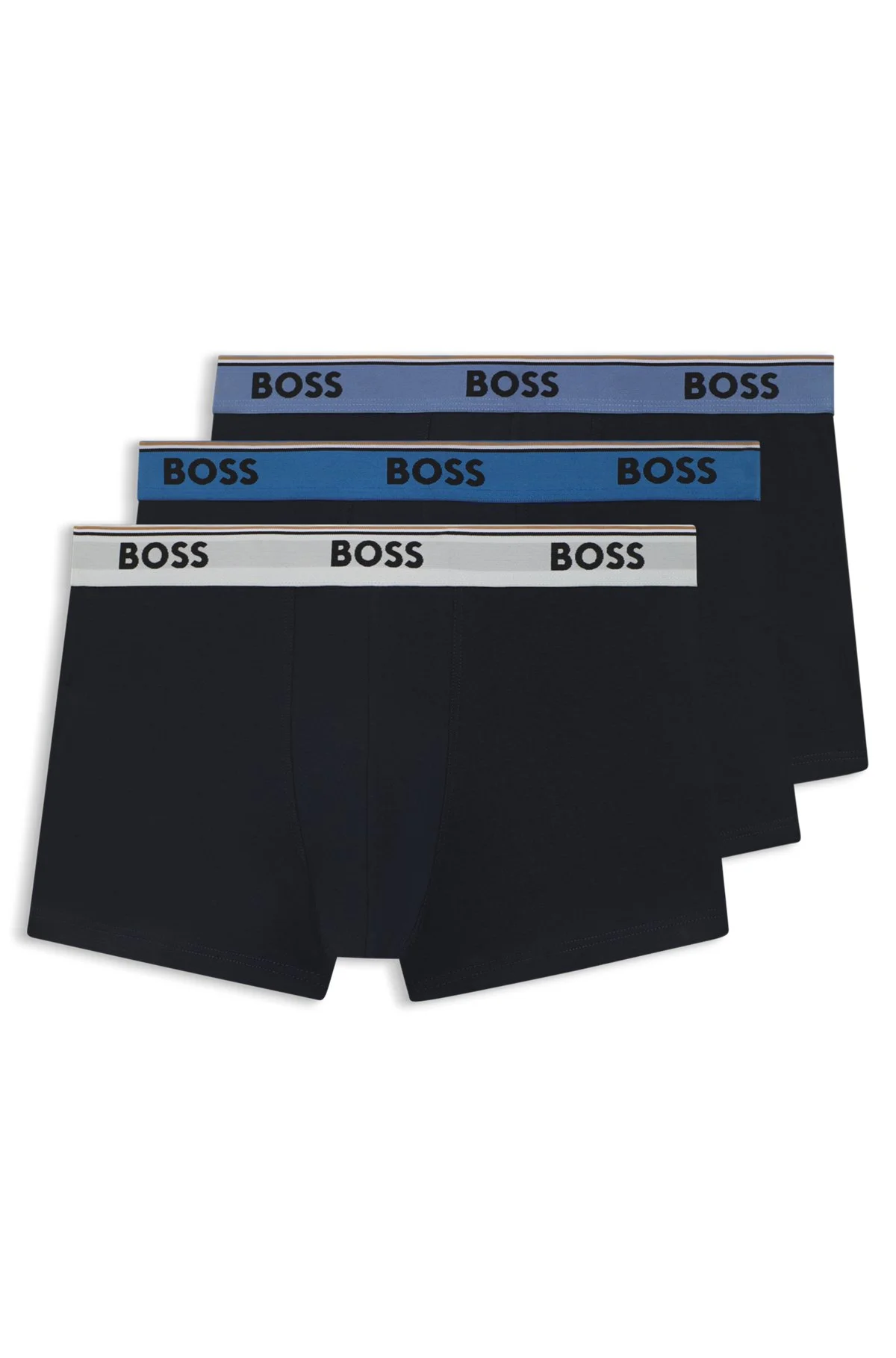 THREE-PACK OF LOGO-WAISTBAND TRUNKS IN STRETCH COTTON - 1