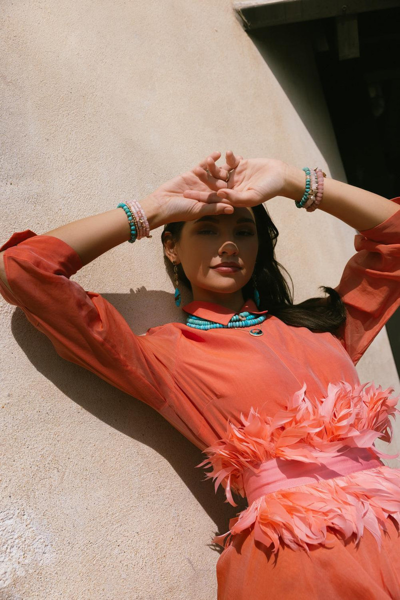 SYDNEY EVAN Sun And Sea Pink Opal Wrap Bracelet outlook