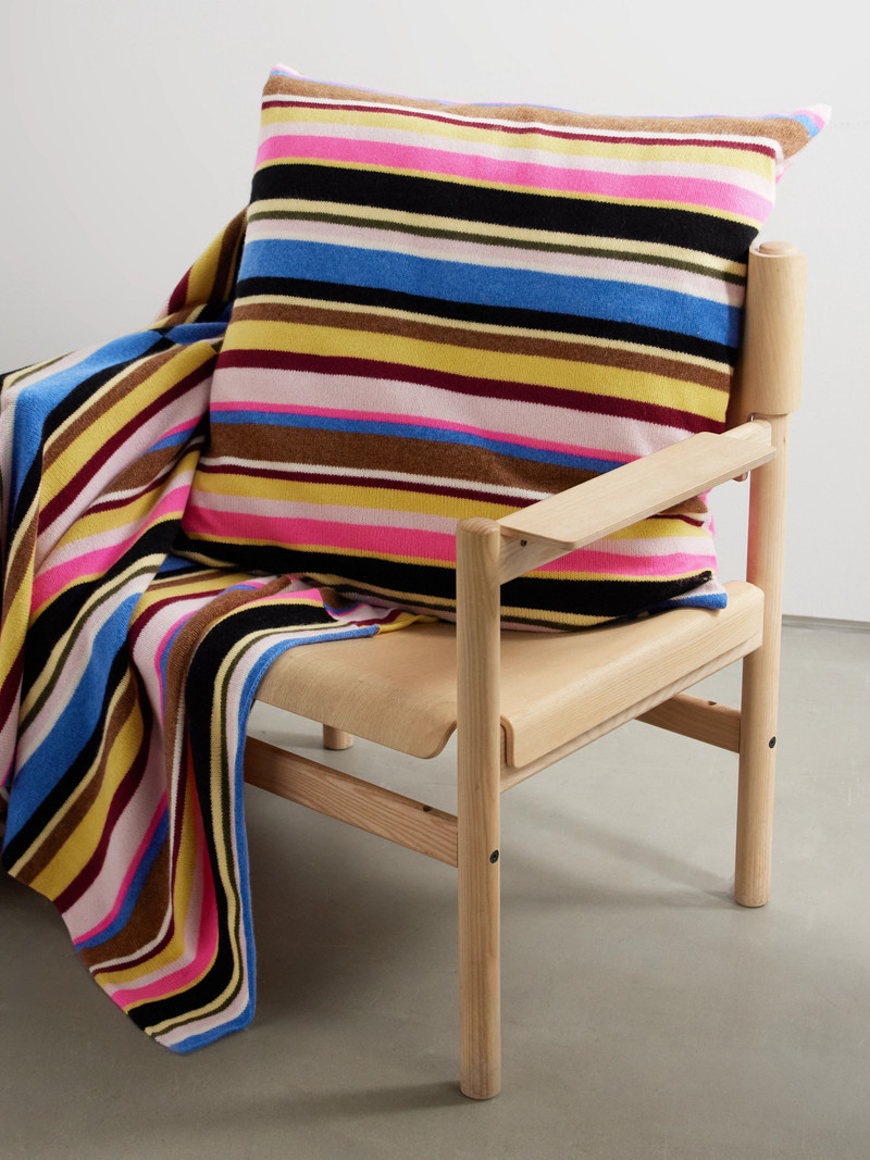 The Elder Statesman Striped Cashmere Pillow outlook