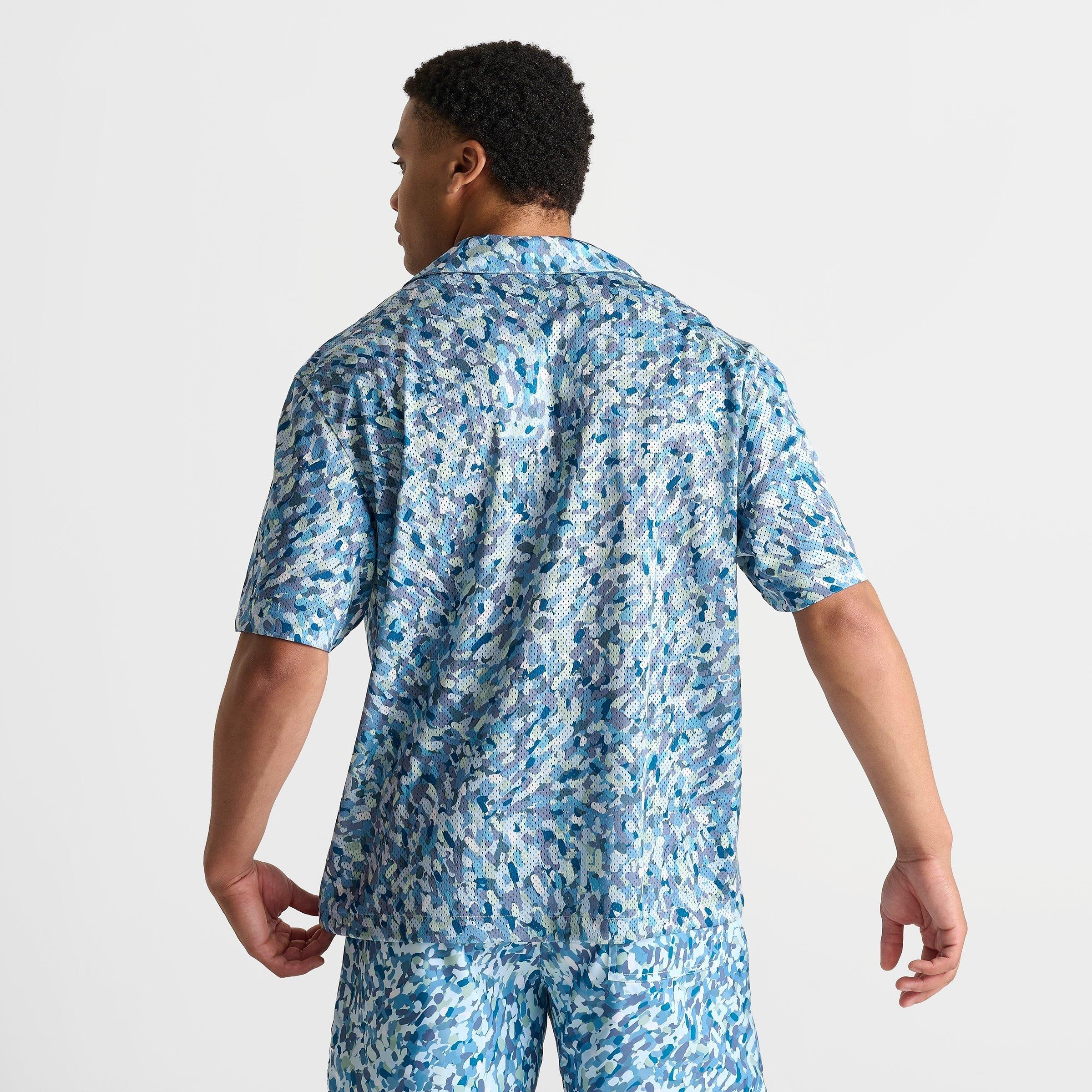 MEN'S JORDAN ESSENTIALS ALLOVER PRINT BUTTON-DOWN POOLSIDE TOP - 4