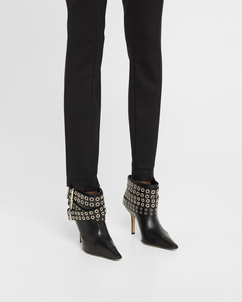 MACH & MACH Buckle Belt Leather Ankle Boots outlook