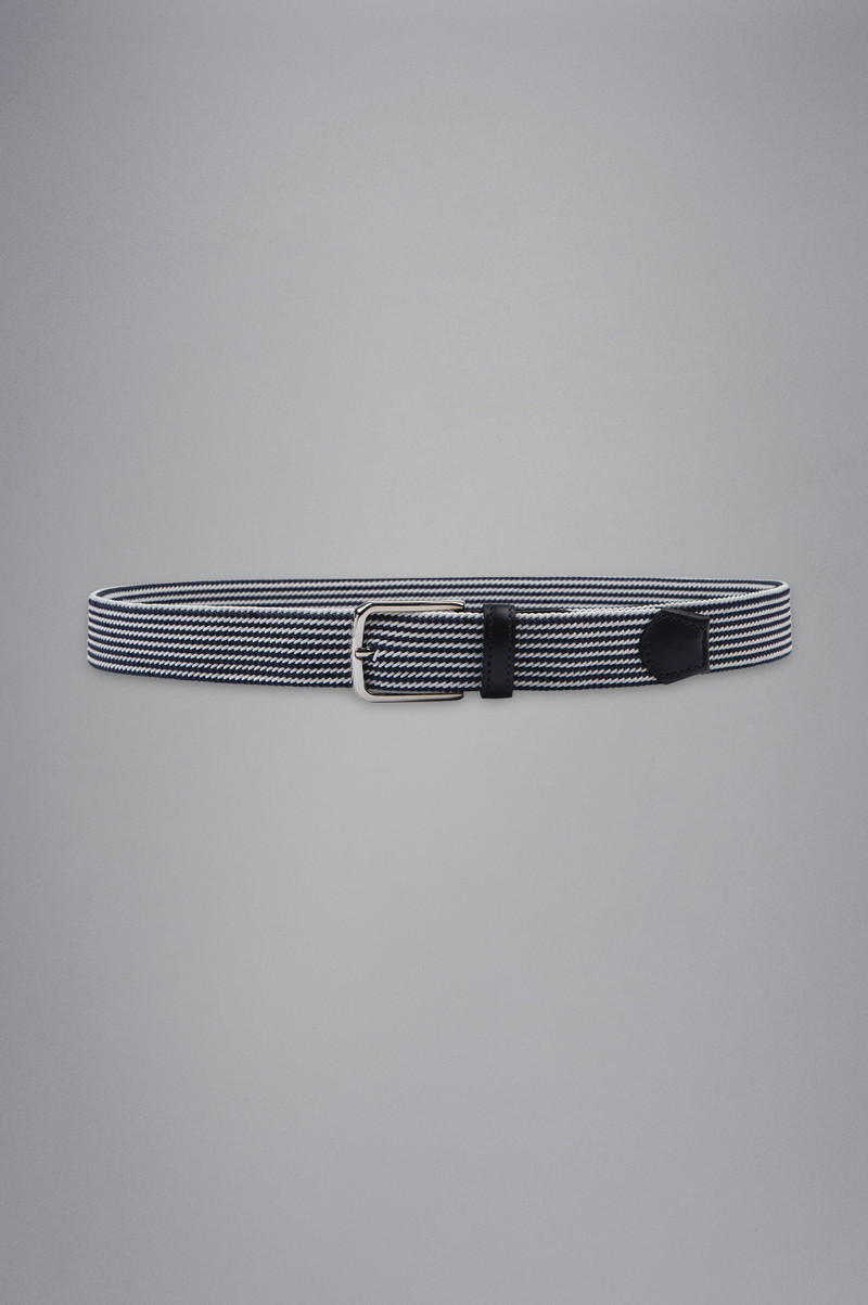 LEATHER TRIMMED WOVEN ELASTIC BELT 1