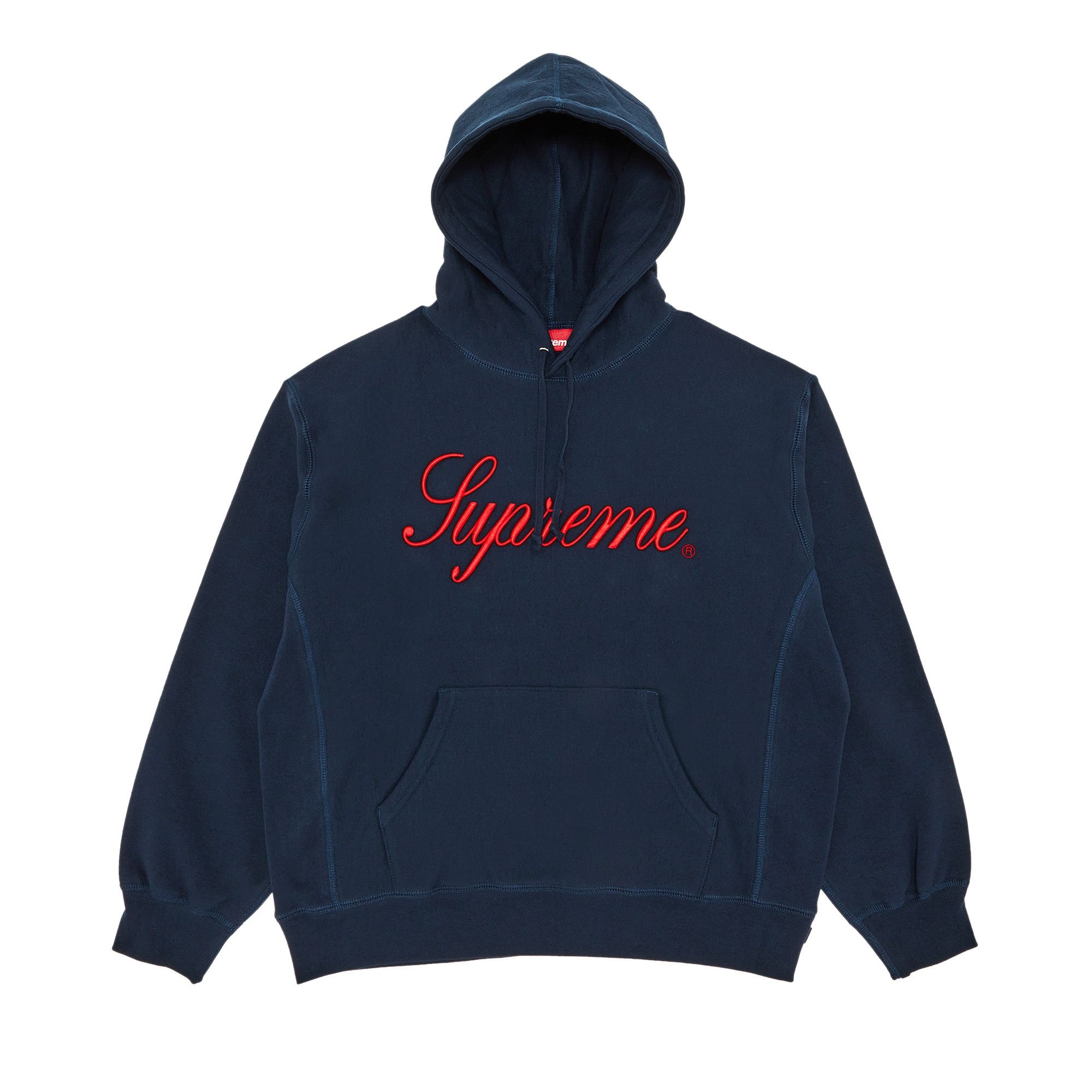 Supreme Embroidered Script Hooded Sweatshirt 'Navy' - 1