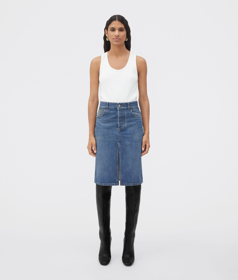 original medium washed denim skirt - 1