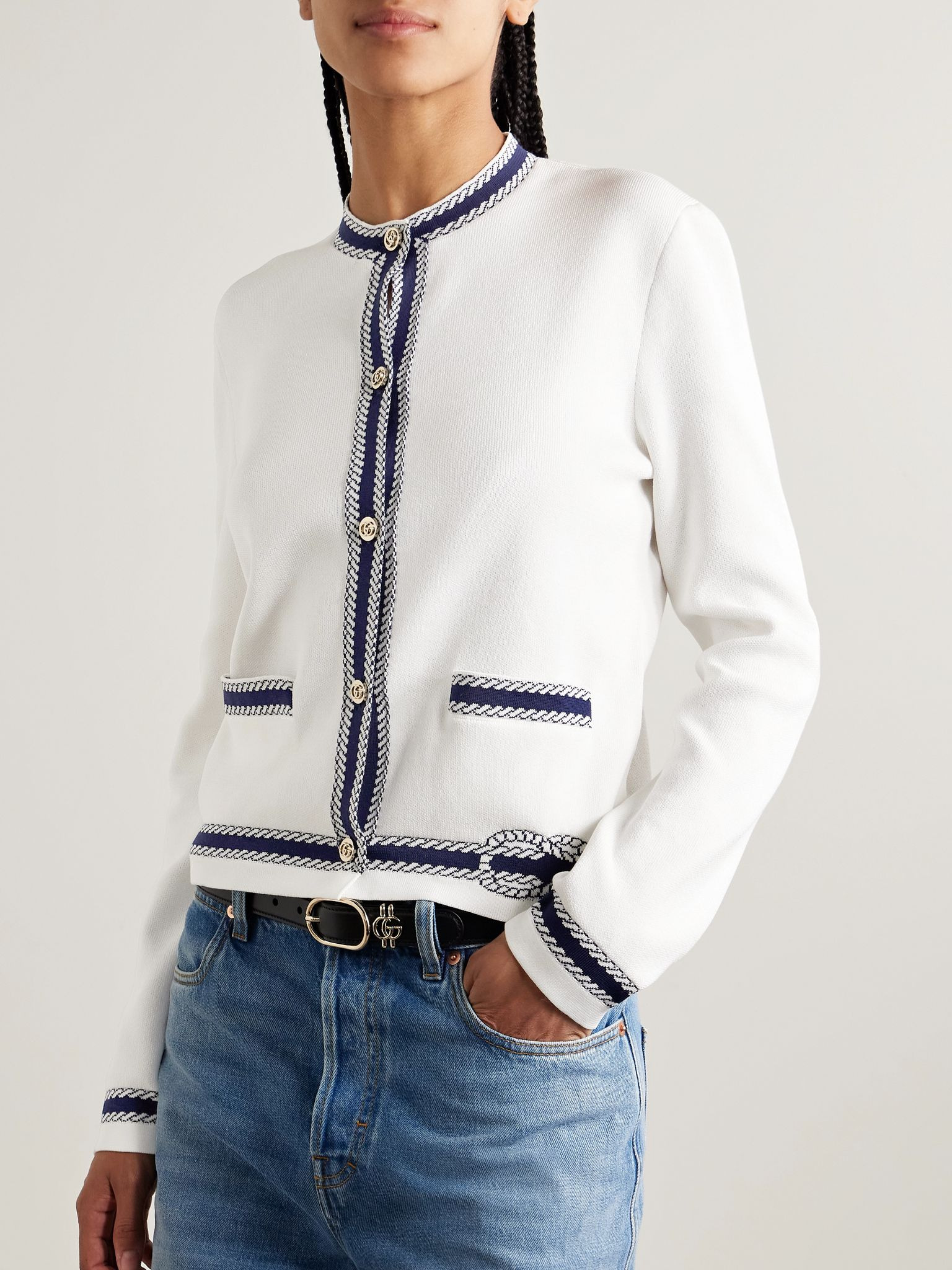 Lido jacquard-knit cotton cardigan White - 3