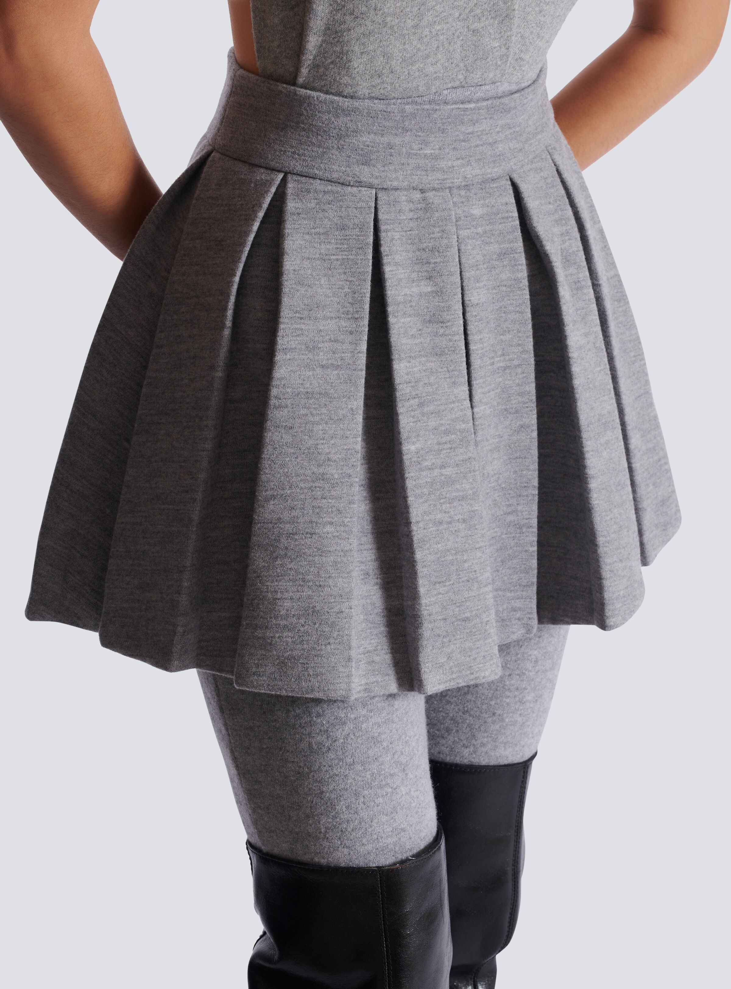 Short pleated cotton knit skirt - 7