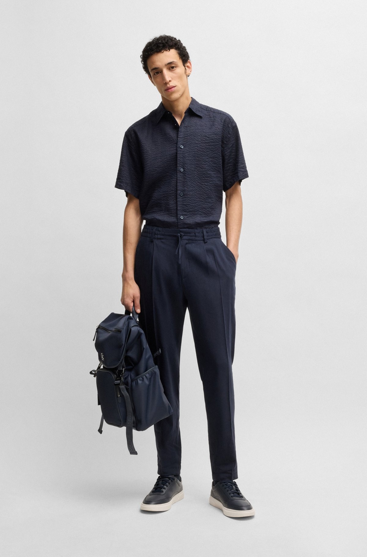 RELAXED-FIT SHIRT IN ITALIAN LINEN SEERSUCKER - 4