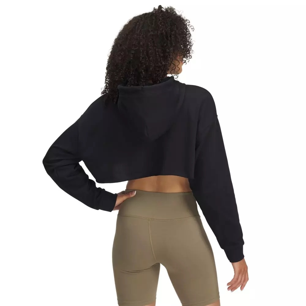 Women's UA Icon Terry Crop Hoodie - Black/White - 2