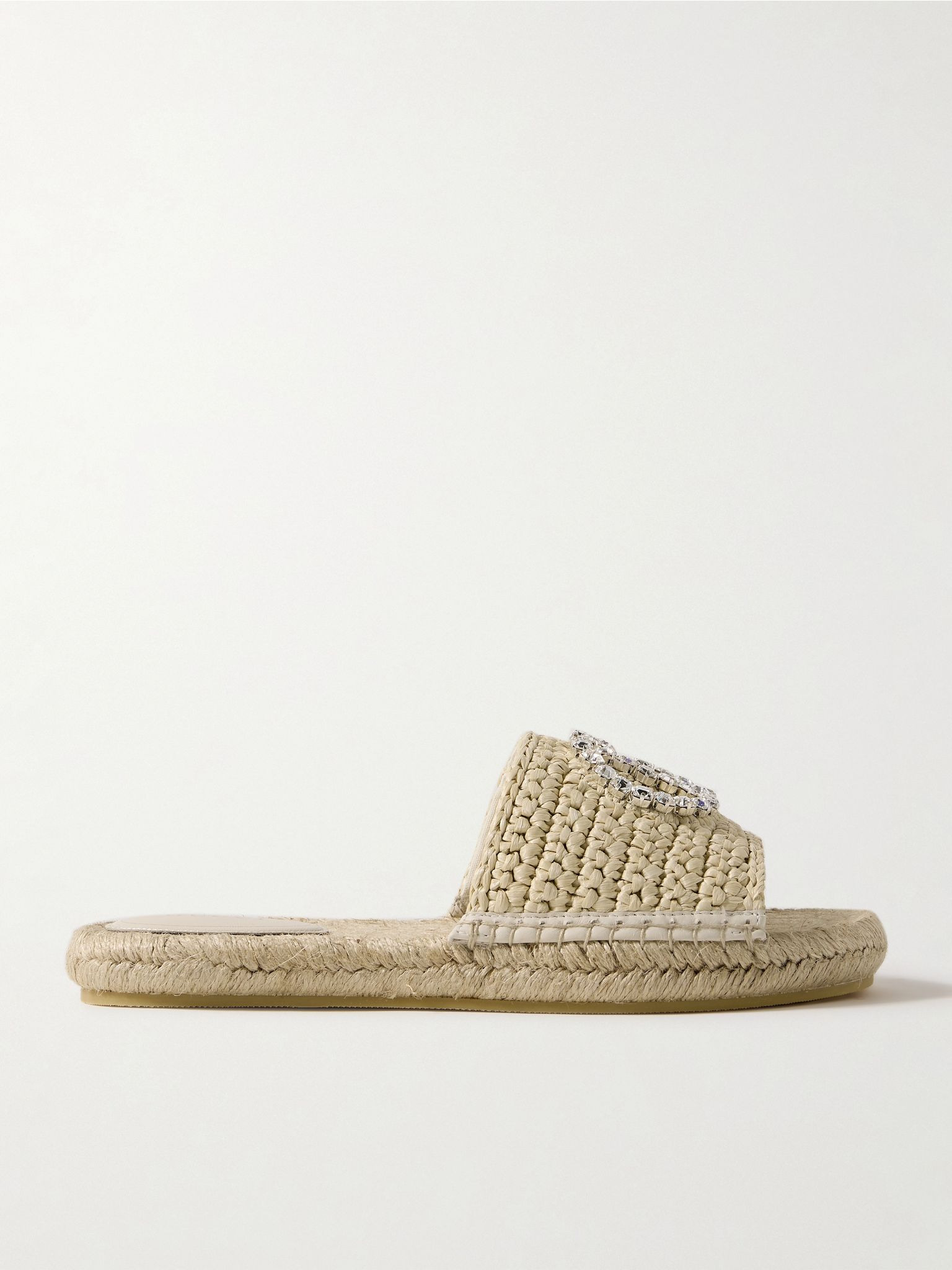 Cora crystal-embellished raffia espadrille sandals White - 1