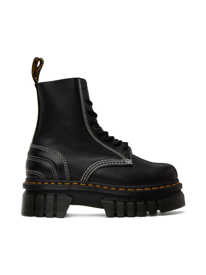 Black Audrick White Stitch Platform Lace Up Boots - 1