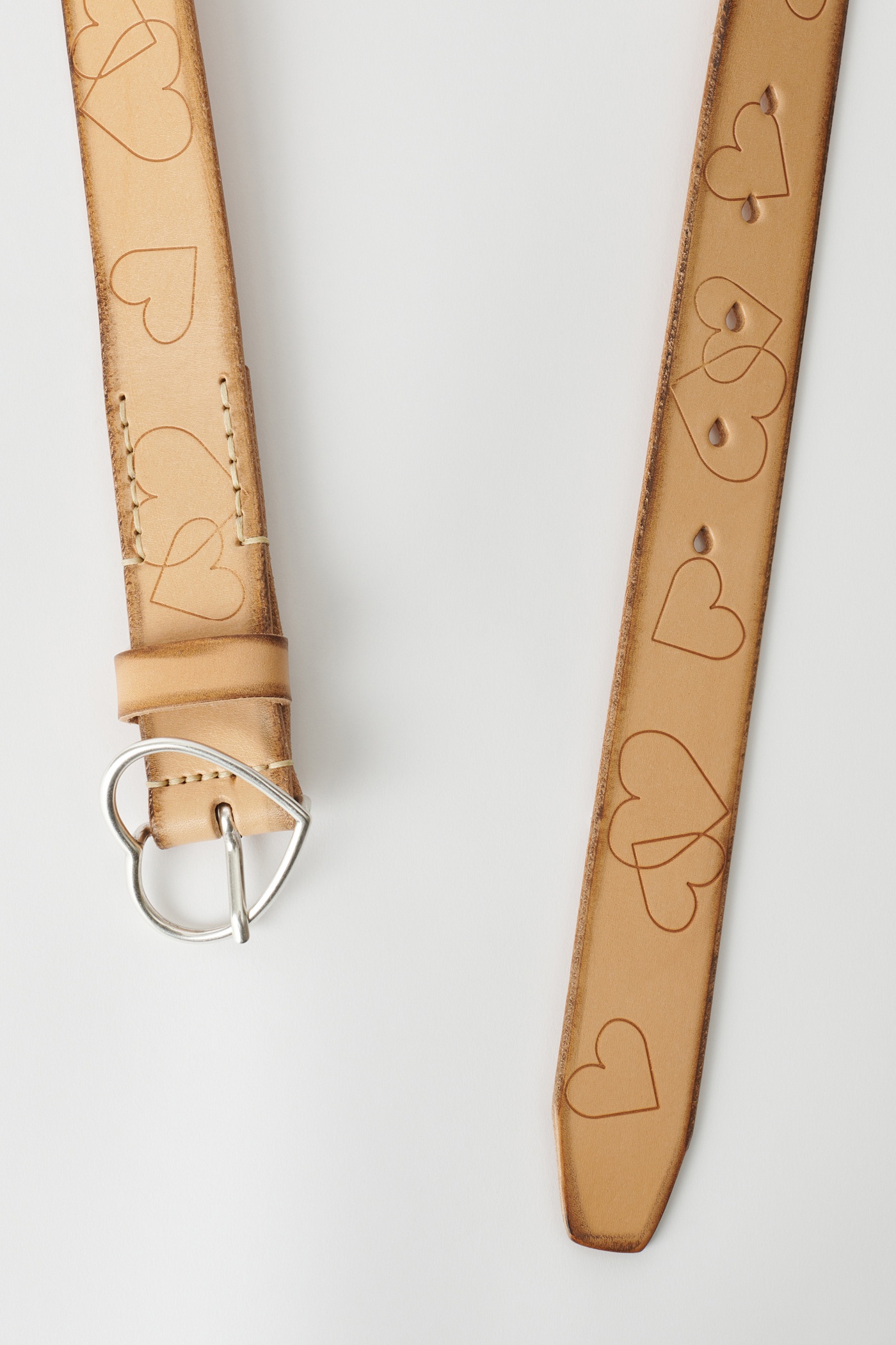 3 cm Belt Burning Heart Naturale Leather - 2