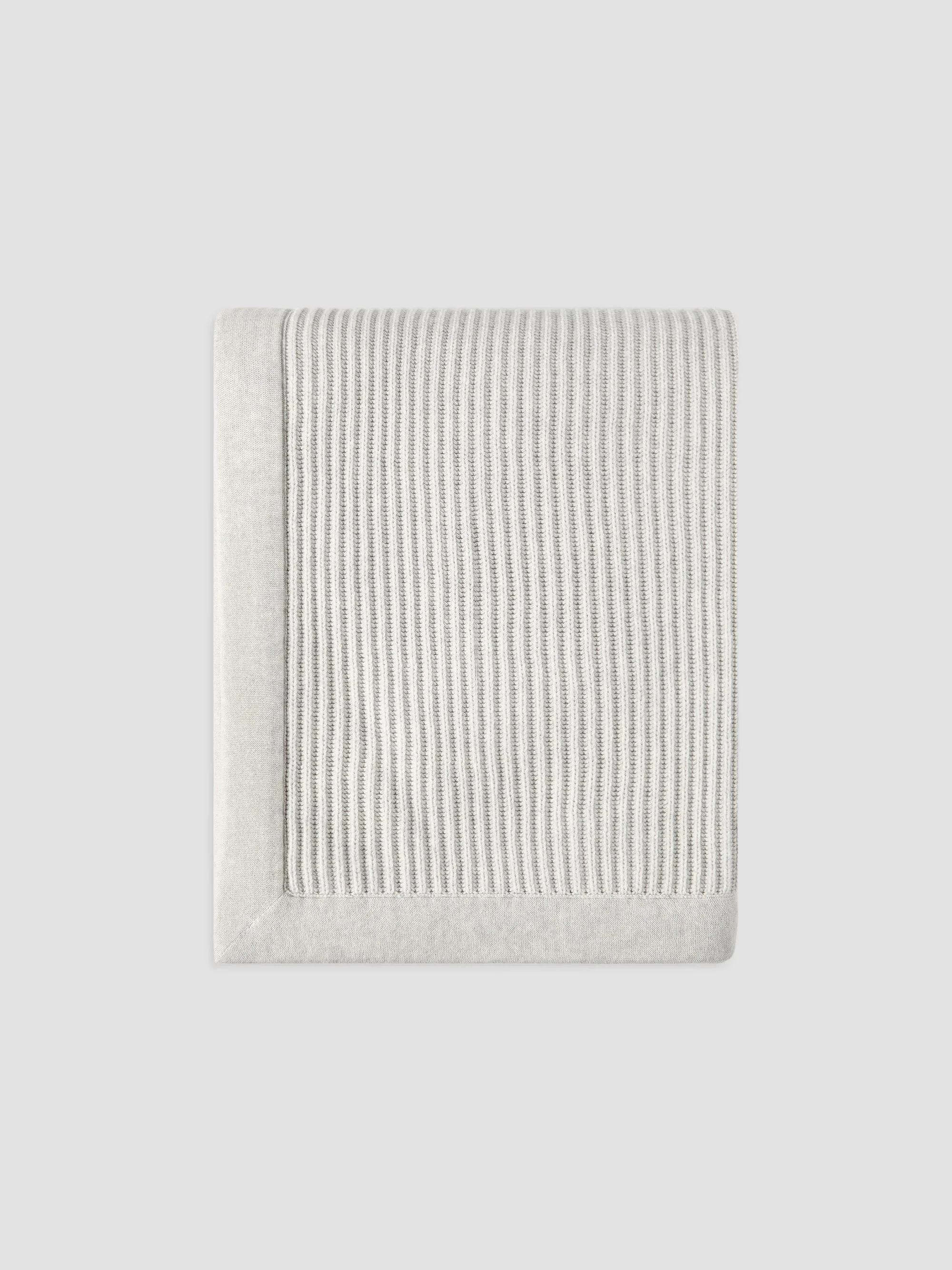 Cashmere Half English Rib Knit Throw - Fog - 1