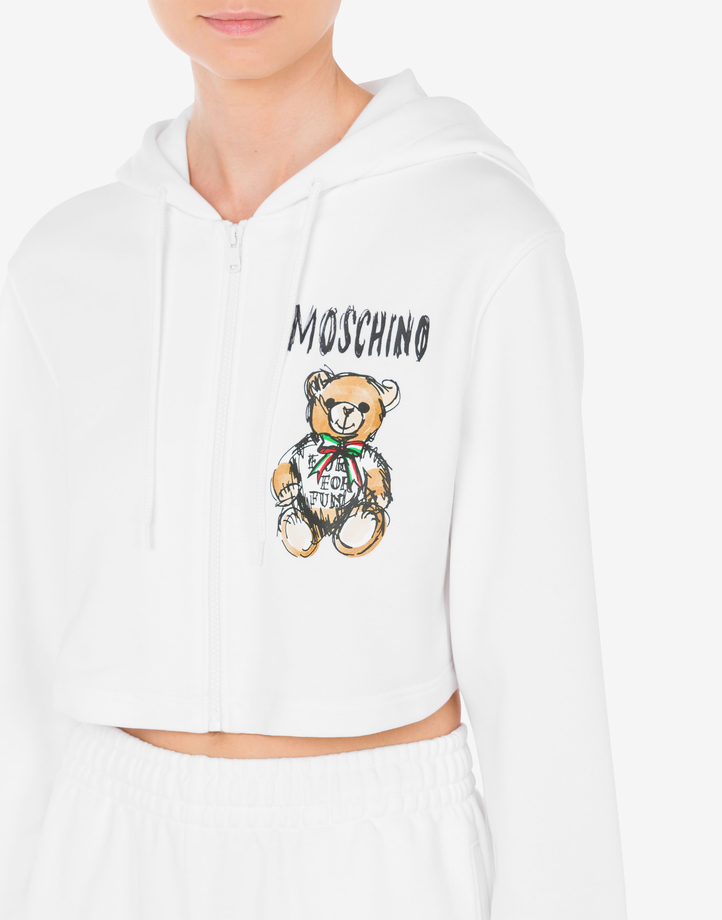 DRAWN TEDDY BEAR CROPPED SWEATSHIRT - 4