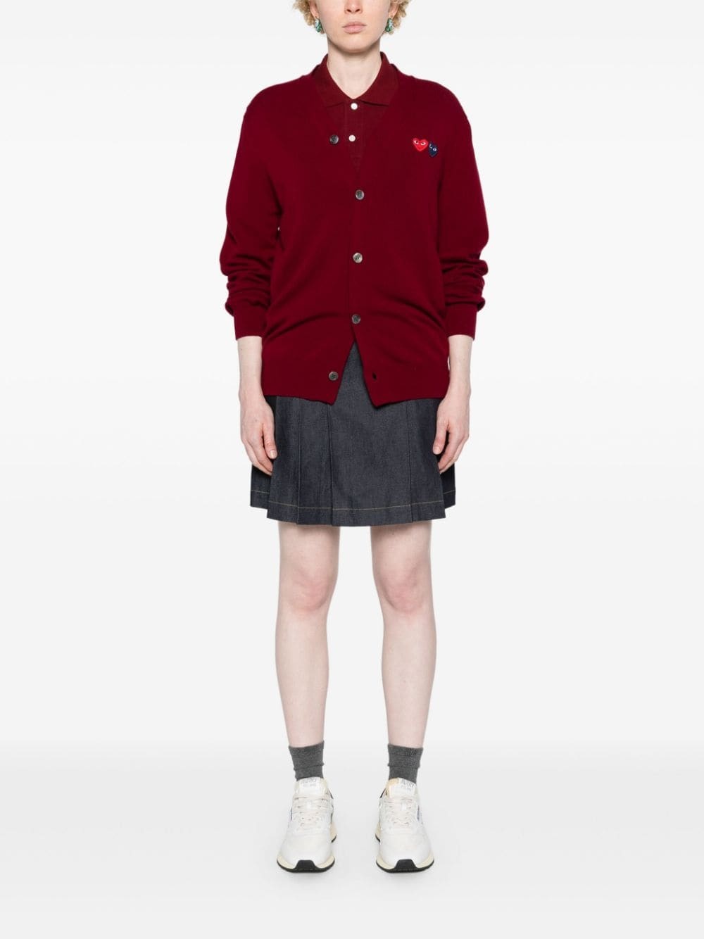 Heart-patch wool cardigan - 2