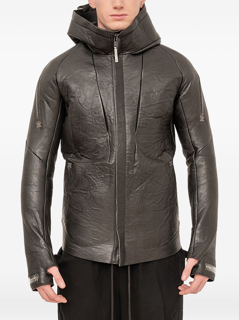 Malfeiteur hooded zip-up leather jacket 1