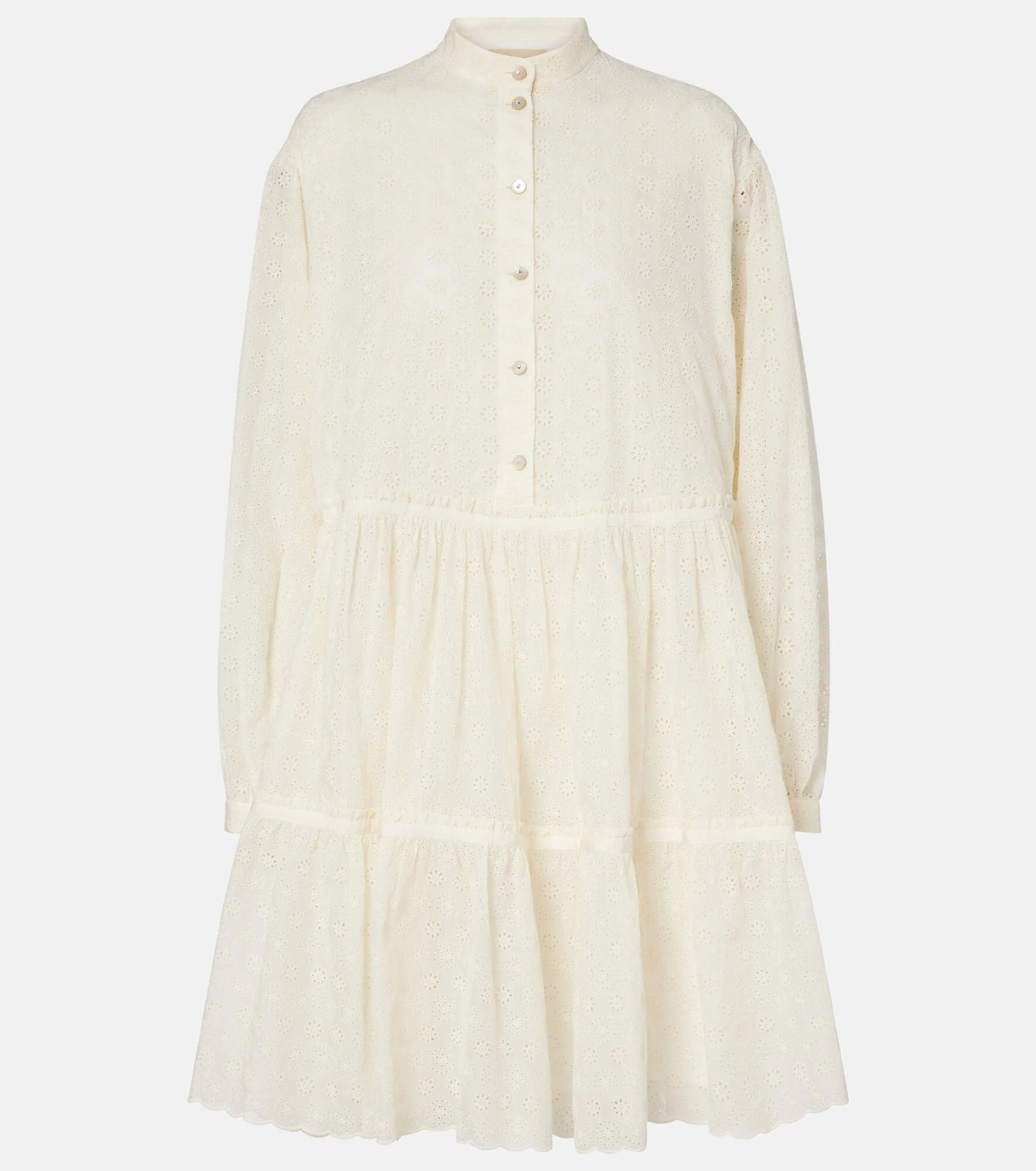 Broderie anglaise cotton shirt dress - 1