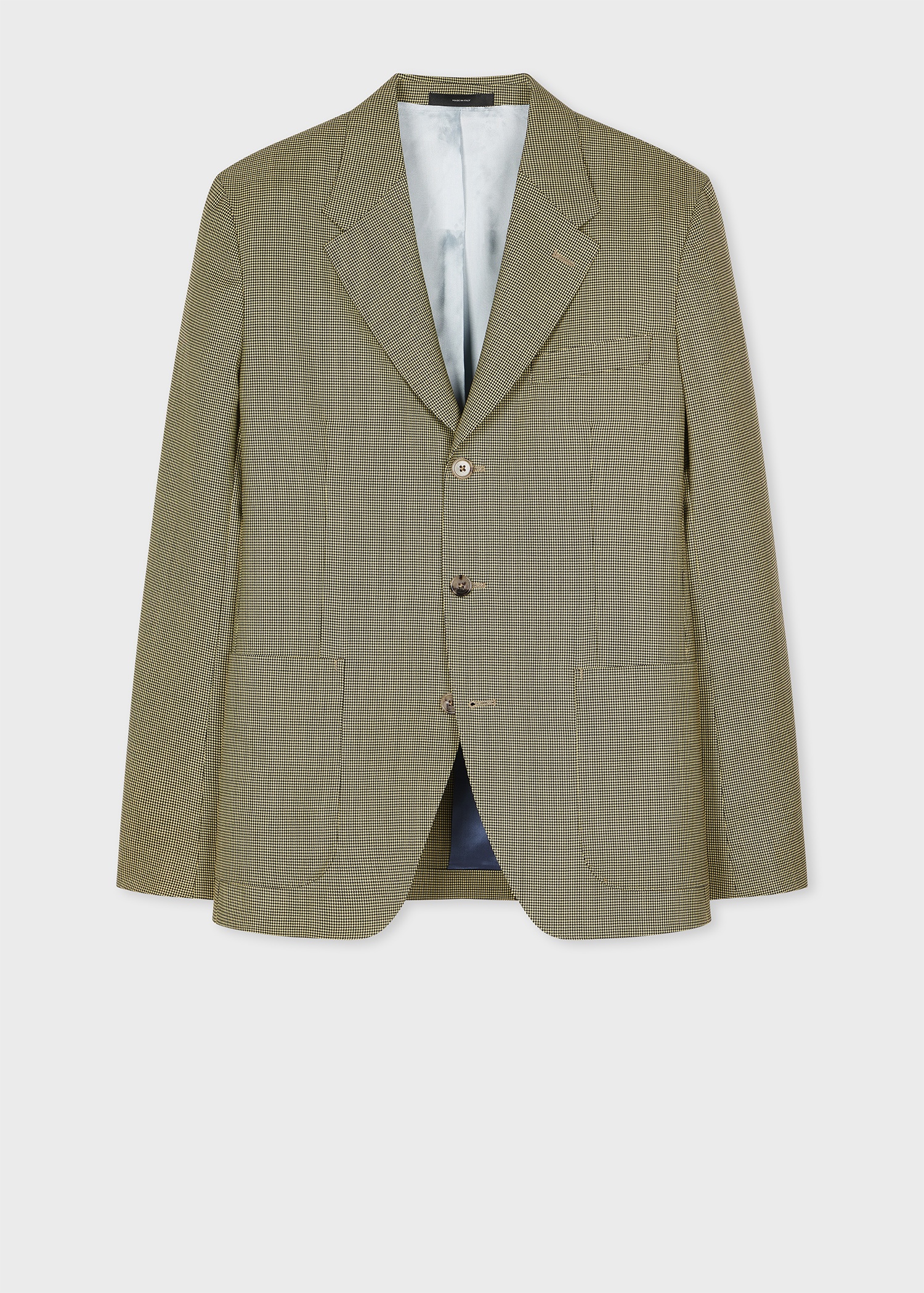 Yellow Overdyed Micro Houndstooth Wool Blazer - 1