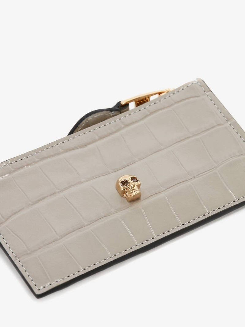 Alexander McQueen Skull Zip Card Holder in Grey outlook