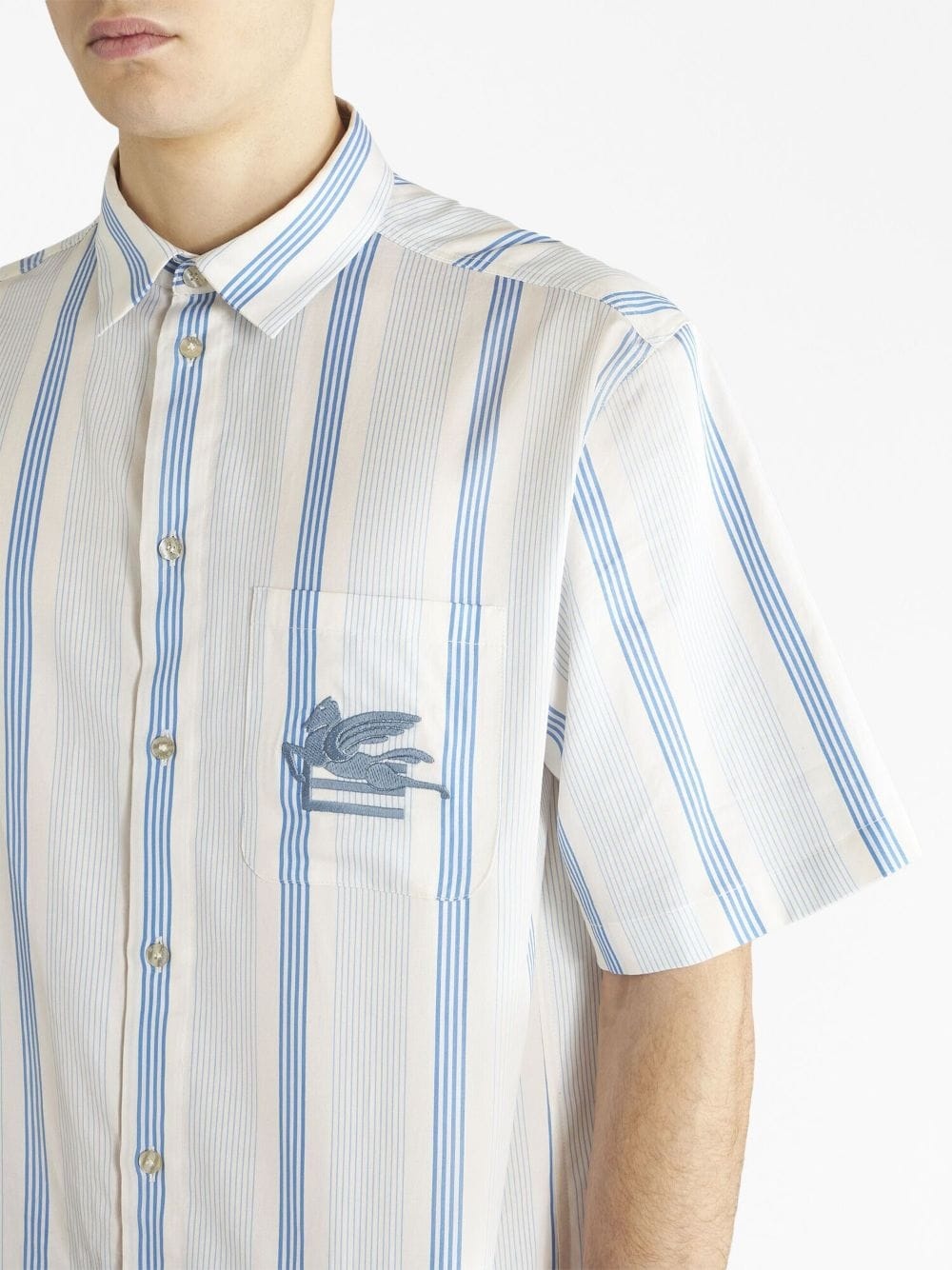 Pegaso logo-embroidered cotton shirt - 4