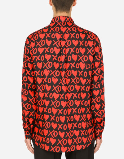 Dolce & Gabbana Silk Martini-fit shirt with DG heart print outlook