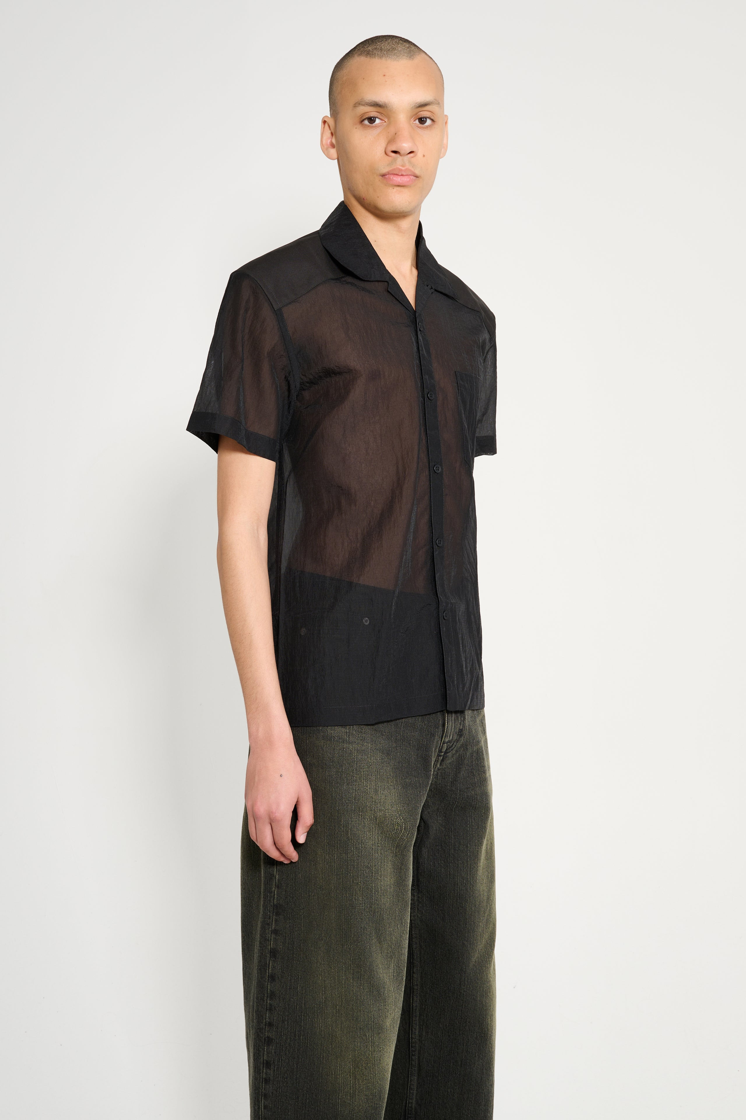 OLLY SHINDER SHEER ARMY SHIRT WITH CORDURA YOKE BLACK - 4