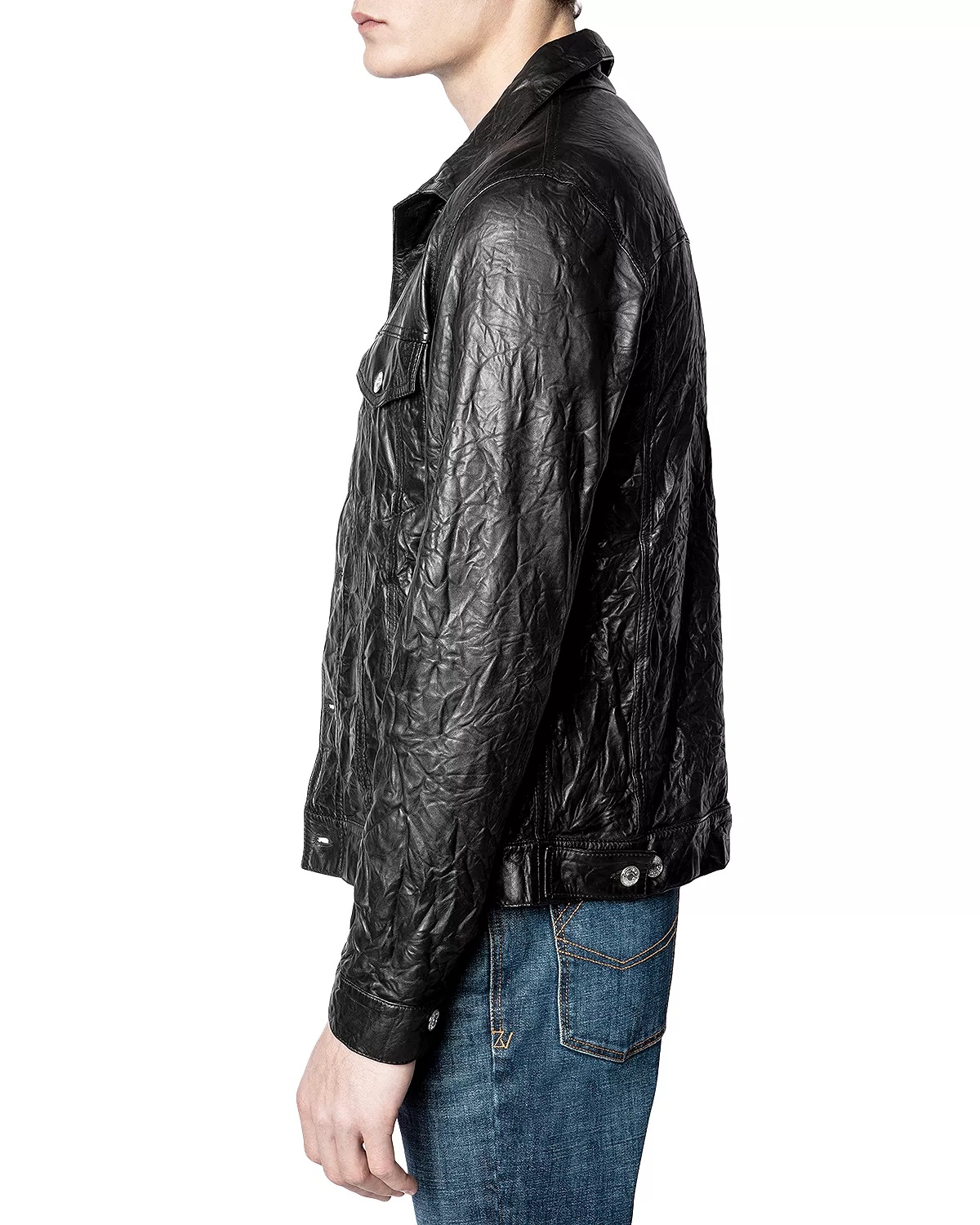Crinkle Leather Jacket - 3